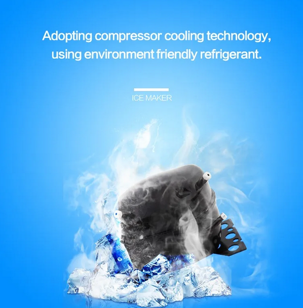 CJC Portable Countertop Ice Maker with Handle, 12KG/24H, Two Ice Sizes, for Home, Kitchen, Party, 110V