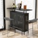 4-Tier Liquor Bar Table with 6 Glass Holders and Metal Footrest