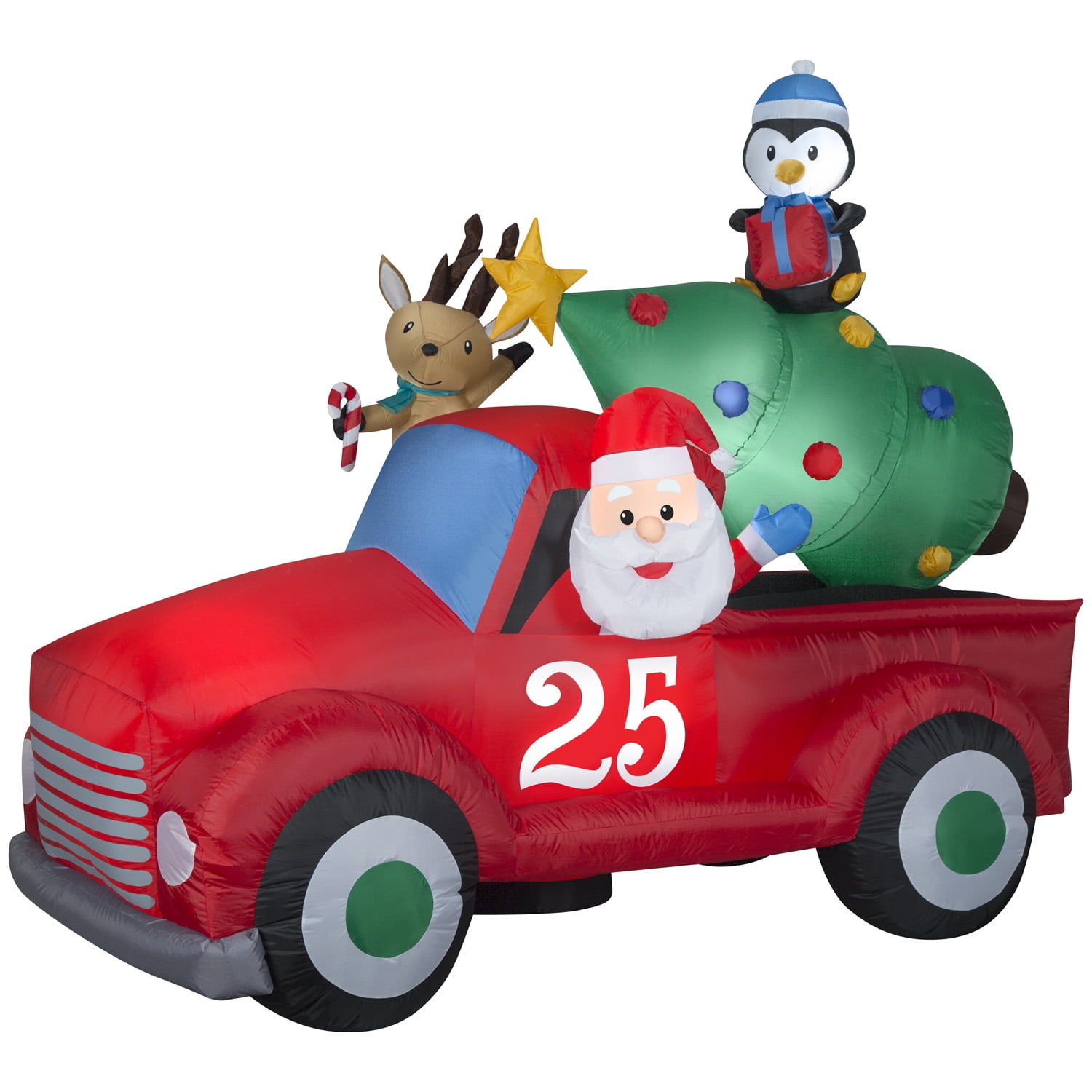 Gemmy Airblown Inflatable Santa in Vintage Truck with LED Lights, 6 ft, Christmas Decor