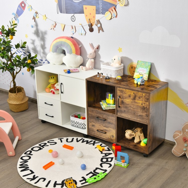 Mobile File Cabinet with Lateral Printer Stand and Storage Shelves