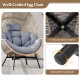 Wicker Oversized Egg Style Chair with Cushions and Headrest