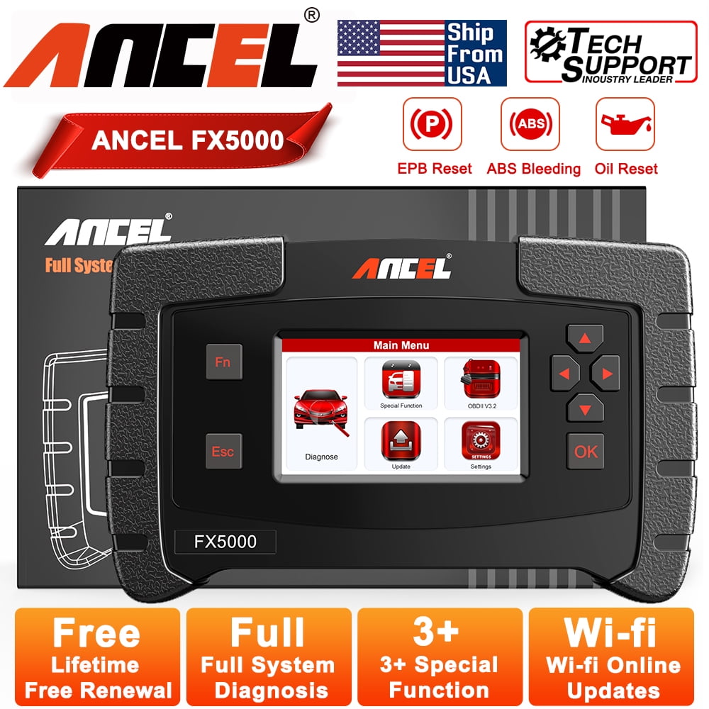ANCEL FX5000 OBD2 Scanner – All Systems Diagnostic Tool with ABS Bleeding, EPB & Oil Reset, 10 OBDII Modes, Lifetime Updates