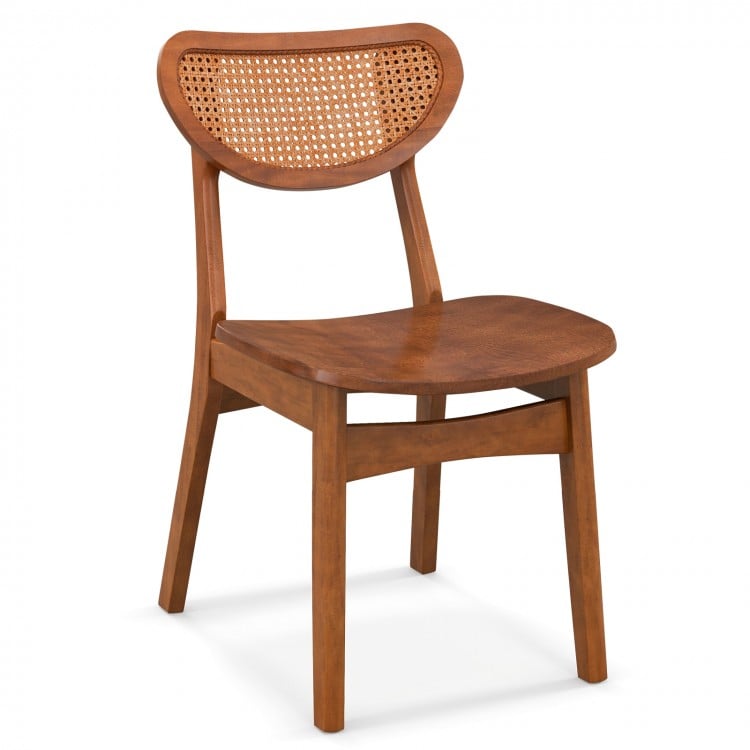 Wooden Dining Chair Set of 2 with Breathable Mesh Cane Backrest