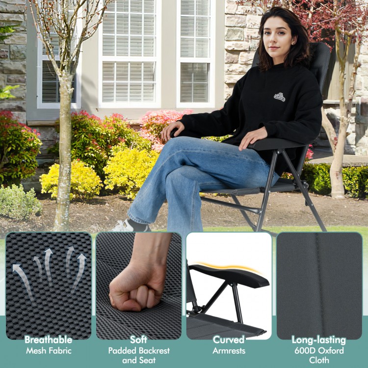 2 Pieces Outdoor Folding Patio Chairs with Adjustable Backrests for Bistro and Backyard