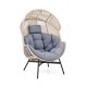 Wicker Oversized Egg Style Chair with Cushions and Headrest