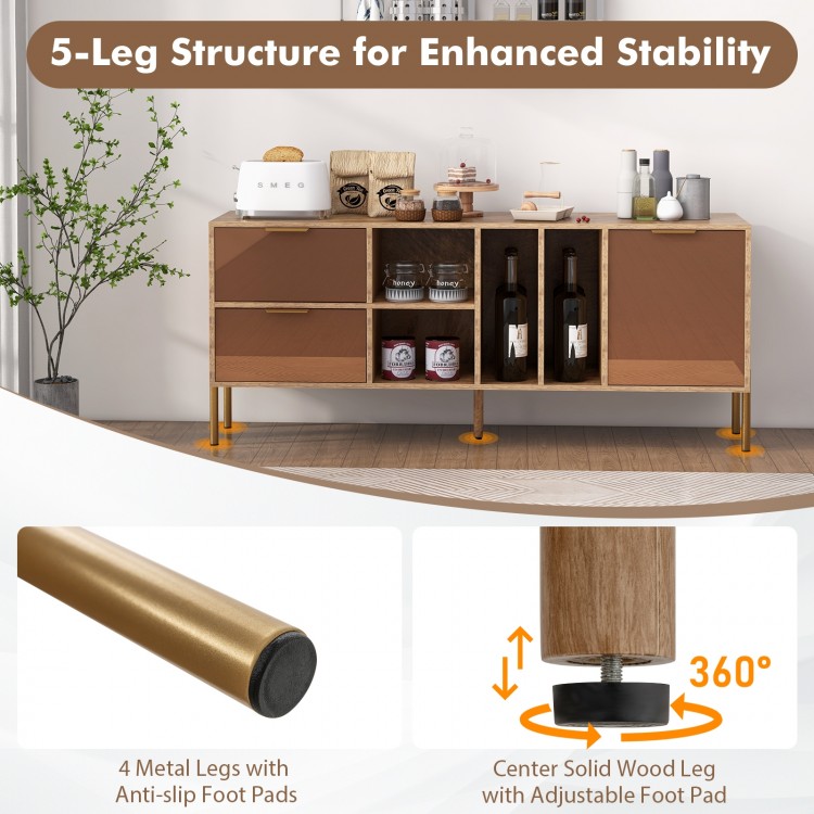 Mirrored Buffet Cabinet with 2 Drawers and 1 Door for Living Room