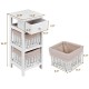 2 Pieces Bedroom Bedside End Table with Drawer Baskets