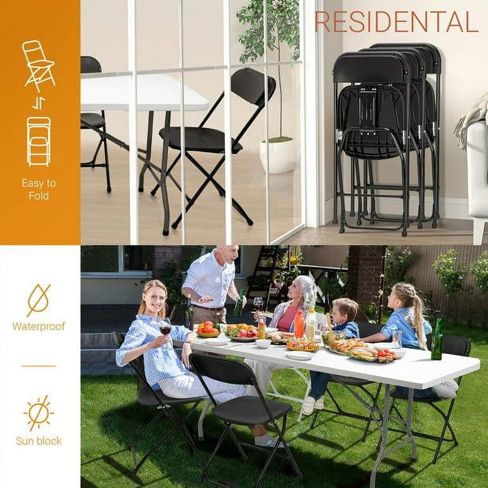 Ktaxon 10-Pack Black Plastic Folding Chairs – Ergonomic, Portable & Durable for Events