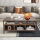 3-Tier Industrial Style Coffee Table with Storage and Heavy-duty Metal Frame