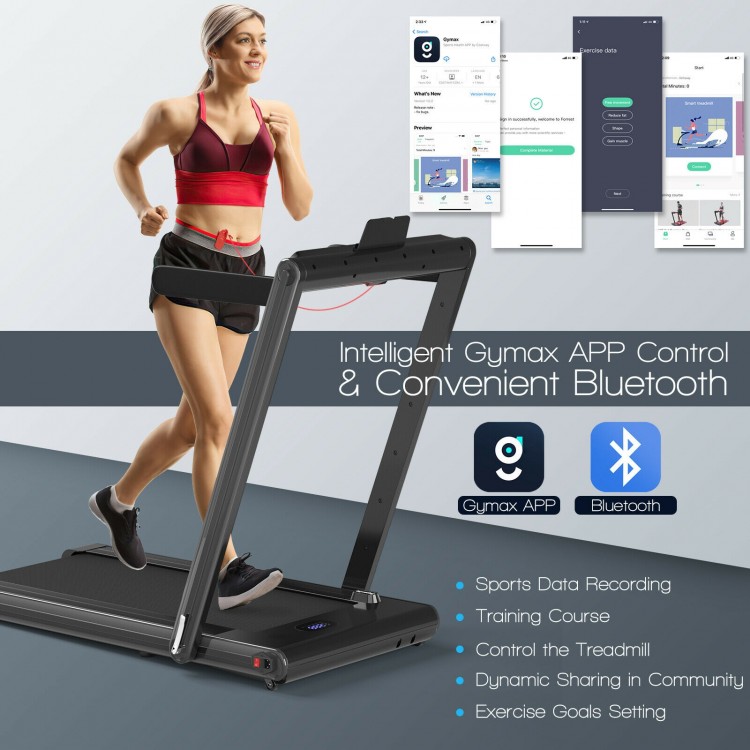 2-in-1 Folding Walking Pad Treadmill with Dual LED Display