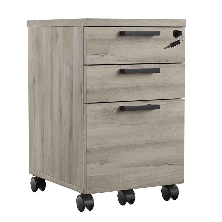 Apex Desk and File Cabinet, Weathered Oak