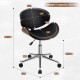 Adjustable Leather Office Chair Swivel Bentwood Desk Chair with Curved Seat