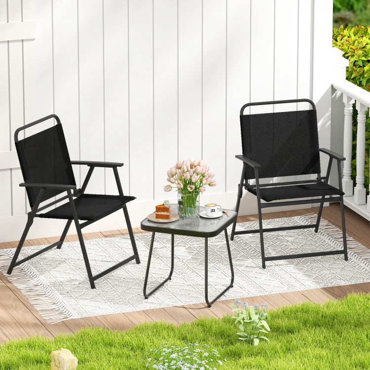 3 Pieces Patio Folding Conversation Chairs and Coffee Table
