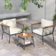 3 Piece Patio Furniture Set Rattan Chair Set with 2-Tier Coffee Table