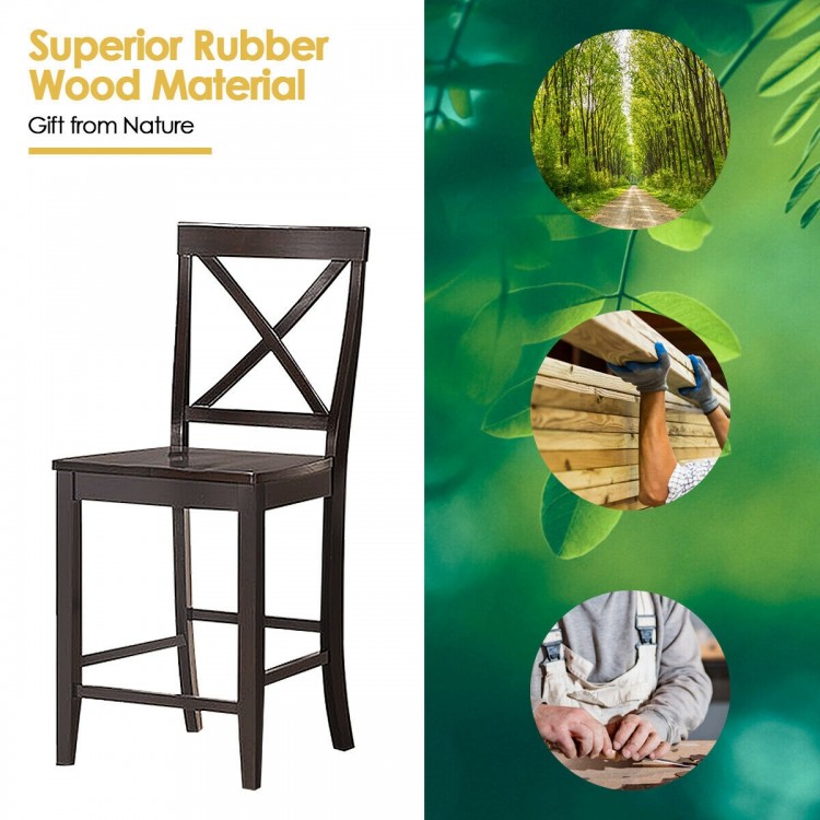 24 Inch 2 Pack Rubber Wood Frame Kitchen Chairs