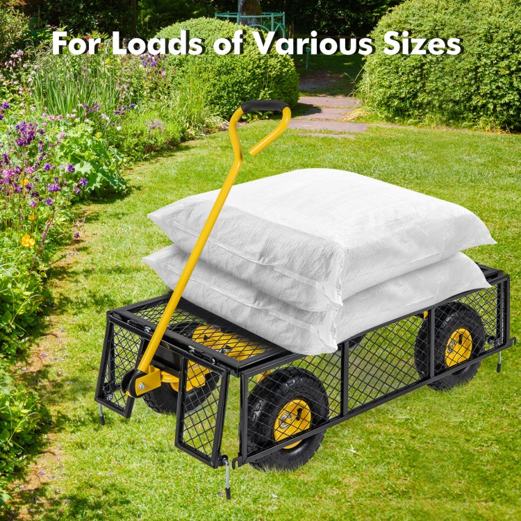 Utility Garden Wagon with 4 Removable Side Panels and 900/1200 LBS Load Capacity