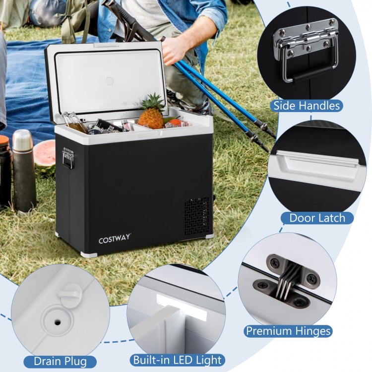 53QT Portable Dual Zone 12V Car Refrigerator Compressor Fridge Freezer for Vehicles Camping Travel