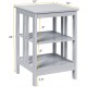 3-Tier Nightstand Set of 2 with Reinforced Bars and Stable Structure