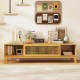 Bamboo TV Stand for TVs up to 65 Inches with Sliding Slatted Doors