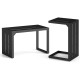 Set of 2 C-Shaped End Table with Adjustable Foot Pads for Indoors Outdoors