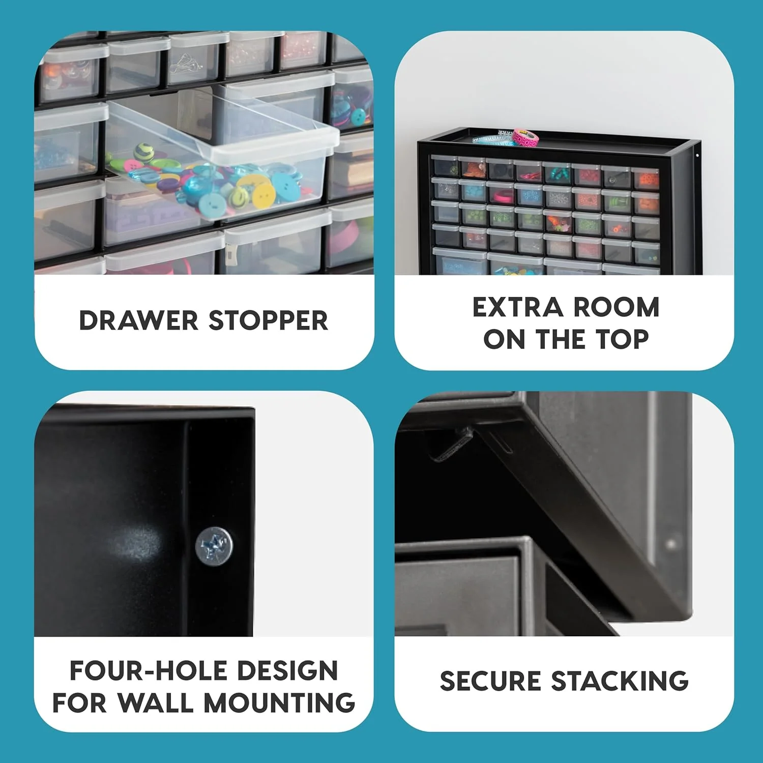 IRIS USA Screw Tool Organizer Small Parts Cabinet Chest, 44-Drawer Hardware Electronics Nuts Bolts Storage Drawers Organization Toolbox Garage Craft Business Teacher Beads Scrapbook Art Hobby - Black