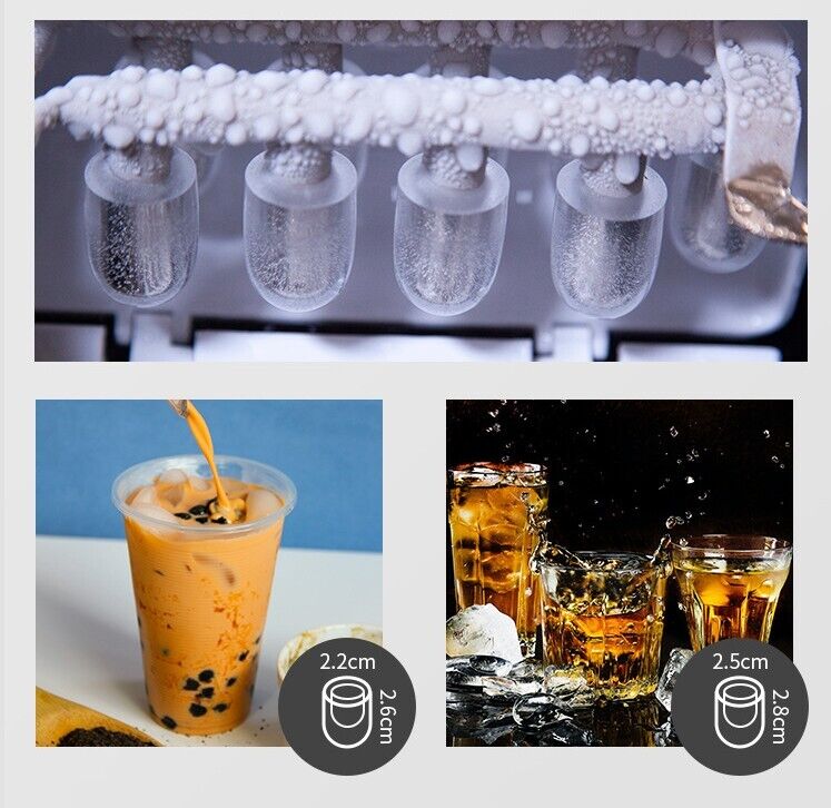 CJC Portable Countertop Ice Maker with Handle, 12KG/24H, Two Ice Sizes, for Home, Kitchen, Party, 110V