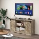 Sliding Barn Door TV Stand with Adjustable Shelves and Storage Cabinet