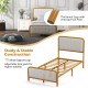 Upholstered Gold Platform Bed Frame with Velvet Headboard