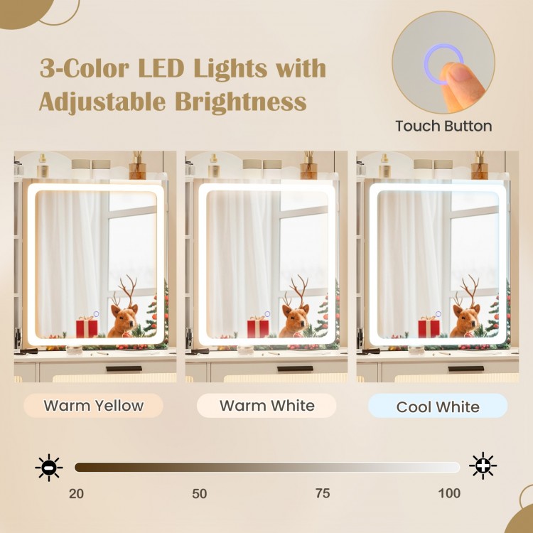 Makeup Vanity Desk with Mirror and Charging Station