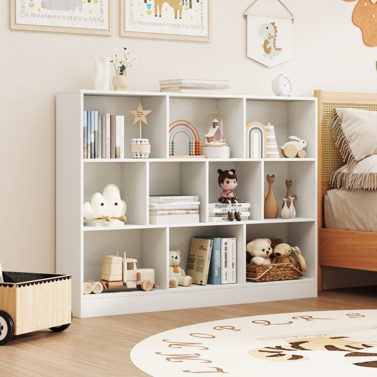 41 inches Wooden Toy Storage Organizer with 10 Cubes for Classroom Daycare Nursery Kindergarten