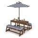 Kids Picnic Table and Chairs with Cushions and Height Adjustable Umbrella