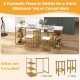 3 Pieces Gold Bar Table Set for 2 with 3-Tier Storage Shelves