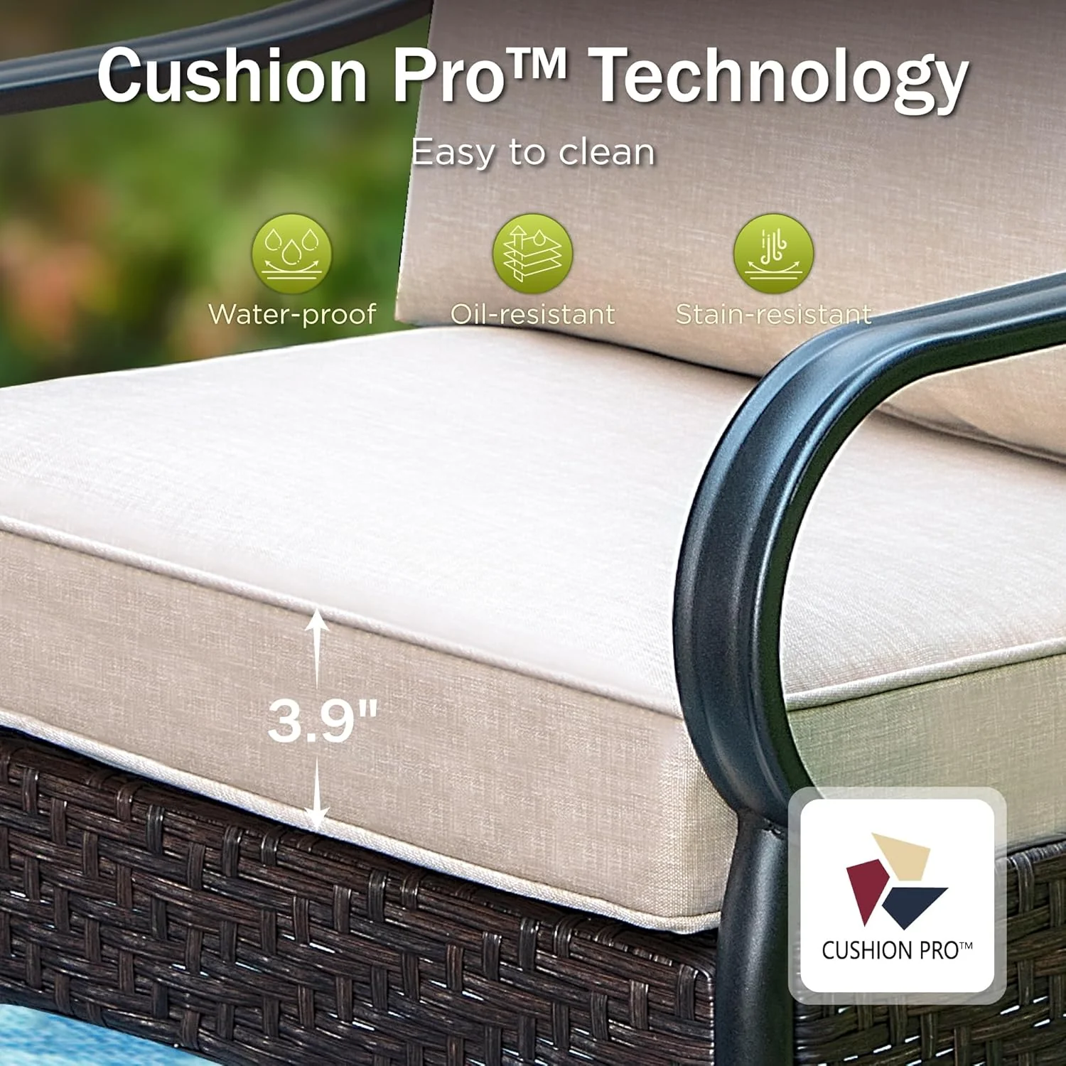 PHI VILLA 6-Piece Outdoor Dining Sets, All-Weather Patio Table and Chairs Set with Umbrella for 4, Heavy Duty Patio Round Table Set for Deck, 4 Extra Large Outdoor Swivel Chairs with Thick Cushions