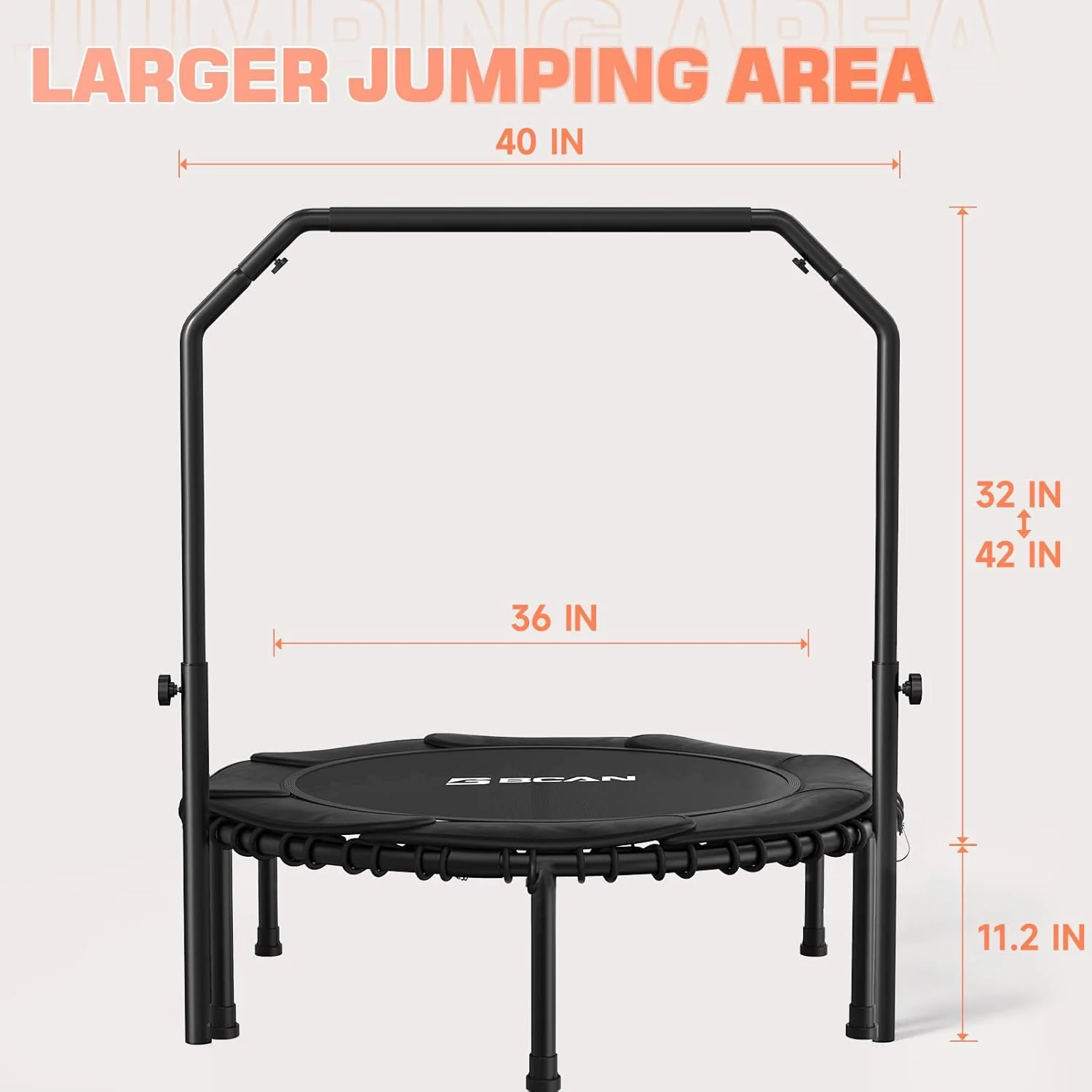 BCAN 450/550 LBS Foldable Mini Trampoline, 40