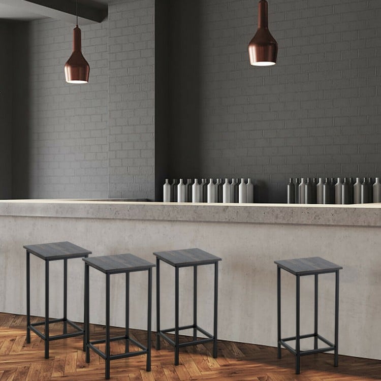 Set of 4 Bar Stools 24 Inch Counter Height Backless with Metal Frame