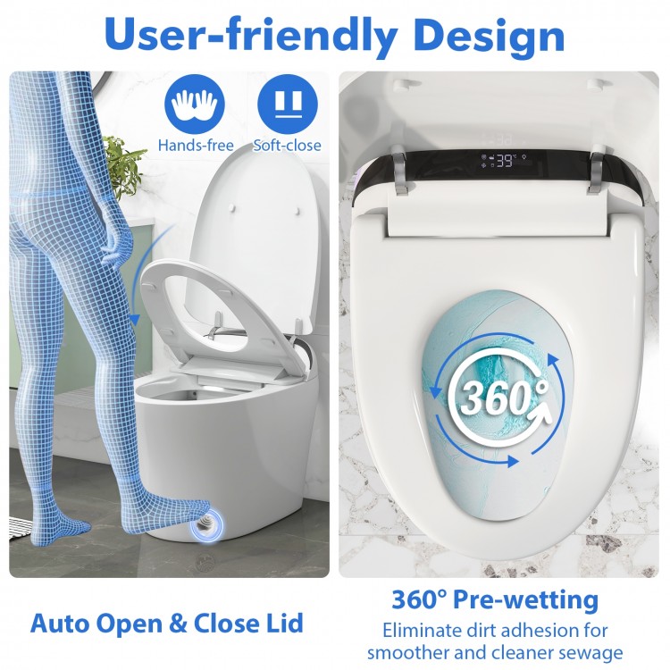 One-Piece Elongated Smart Toilet Bidet 1.28 GPF, Dual-flush