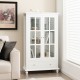 55 Inch Bookcase Cabinet with Tempered Glass Doors
