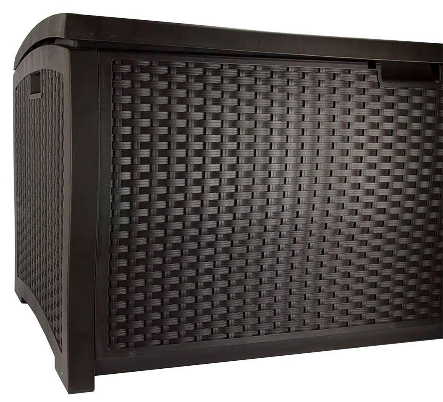 Suncast Resin 99-Gallon Deck Box, Mocha Brown, Lockable Outdoor Storage Container