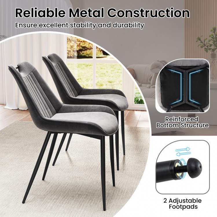 Dining Chair Set of 4 Faux Leather Upholstered Kitchen Chairs with Metal Legs