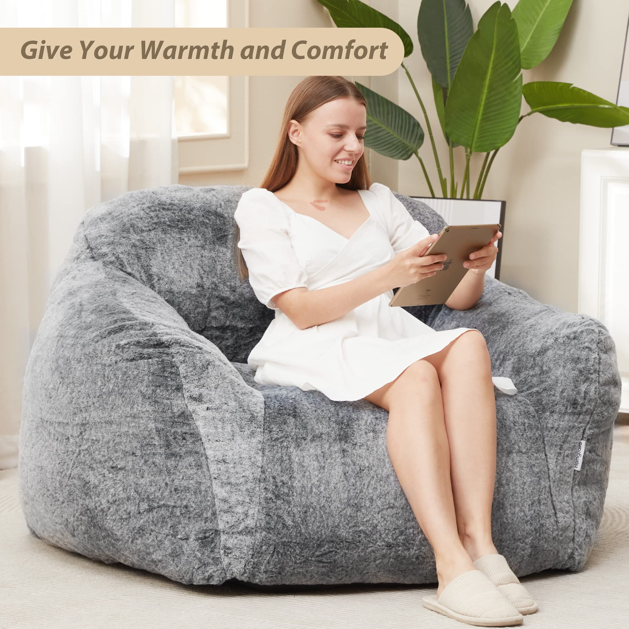 Homguava Giant Bean Bag Chair with Armrests