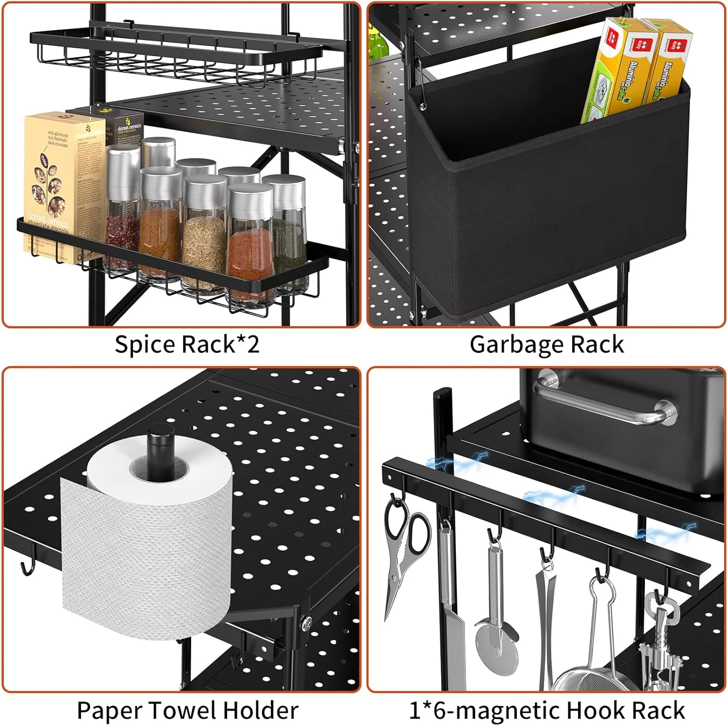 Durable 3-Tier Foldable Outdoor Grill Cart & Pizza Oven Stand Table – Rolling BBQ Table