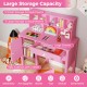 Kids Study Desk and Chair Set with Chair Hutch and Storage Cabinet for 3+ Years Old