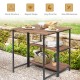 Acacia Wood Patio Folding Dining Table Storage Shelves