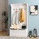 3-in-1 Hall Tree Coat Rack Shoe Bench with Hooks and Bottom Storage for Entryway