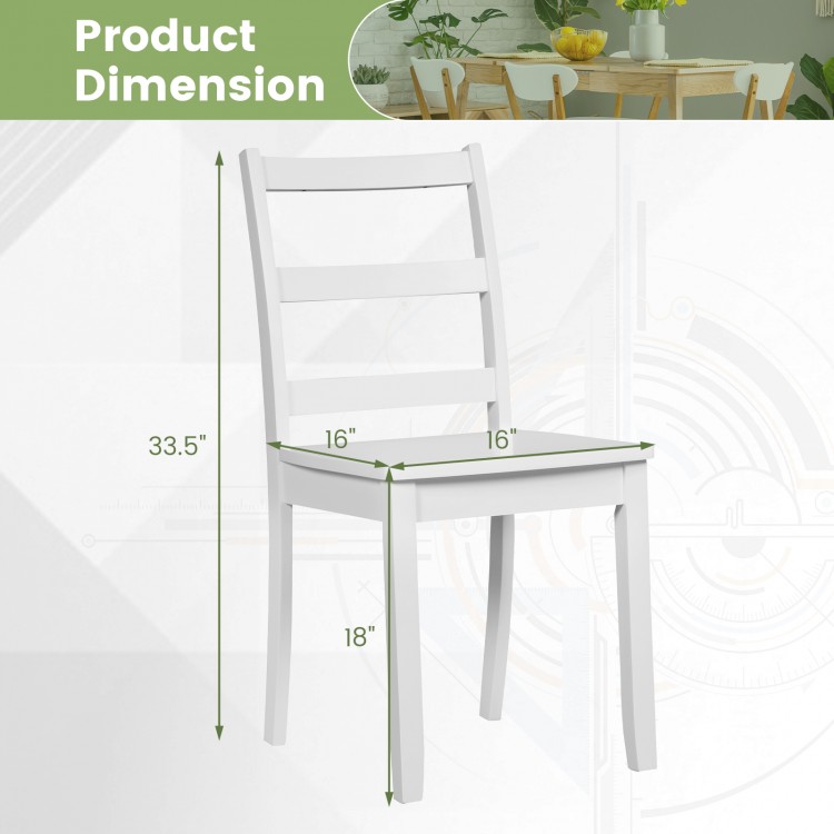 Set of 2 Wood Dining Chairs with Solid Rubber Wood Legs