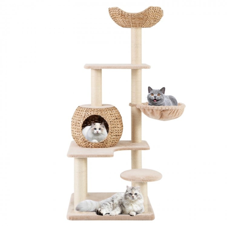 5-Layer Climbing Cat Tree with Sisal Scratching Posts and Washable Cushions