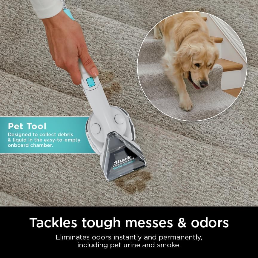 Upright Carpet, Area Rug & Upholstery Cleaner with StainStriker, Built-in Spot & Stain Cleaner, Perfect for Pets, Deep Cleaning & Tough Stain Removal, Carpet Shampooer, Cyan