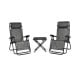 3 Pieces Folding Portable Zero Gravity Reclining Lounge Chairs Table Set