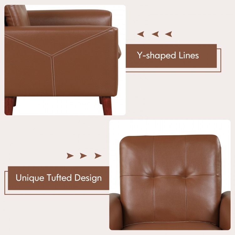 Modern PU Leather Accent Chair with Solid Wood Legs