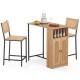 3-Piece Bar Table and Chairs Set with Storage Shelves and Footrests
